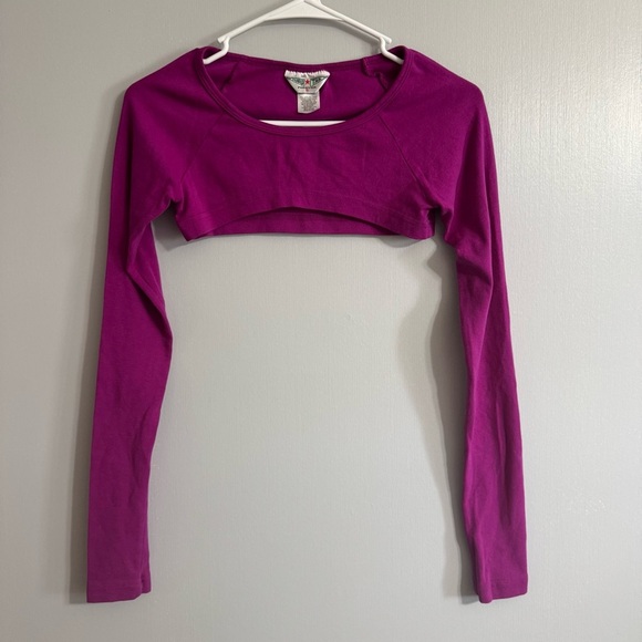 Hard Tail Fuchsia Pink Long Sleeve Crop Top Size Small - Picture 1 of 6
